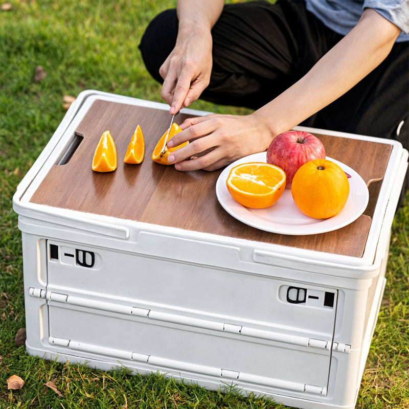 30L Foldable Plastic Storage Box With Handle Stackable Portable White