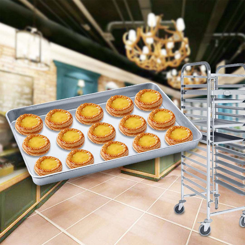 16 Tier Stainless Steel Tray Trolley 16 Aluminum Pans 60x40x5cm Lockable Castors