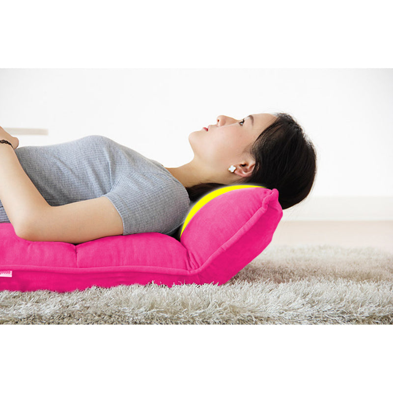 Foldable Tatami Floor Chair Suede 130X53X13cm 5 Position Recliner Pink