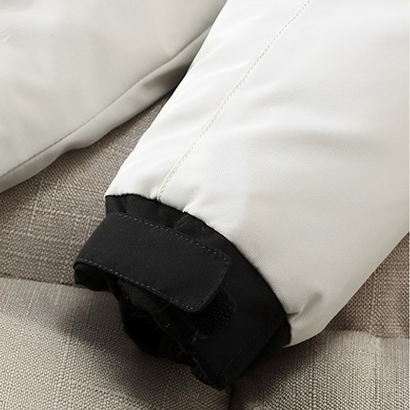 3XL White Hooded Down Puffer Jacket Duck Feather Filled Quilted Polyester