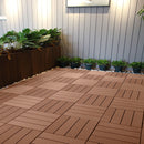 11 pcs Red Brown Wooden Composite Decking Tiles Slip Resistant Outdoor Flooring