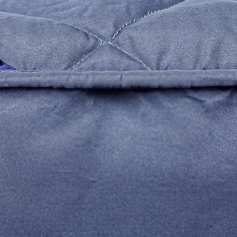2X Blue Polyester Quilted Fitted Mattress Cover 138cm Wide With Pillow Covers