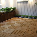 11 pcs Coffee Wooden Composite Decking Tiles Outdoor Durable Slip-Resistant
