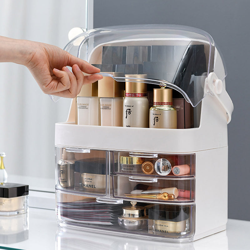 3 Tier White ABS Makeup Cosmetic Storage Organizer Skincare Holder Box