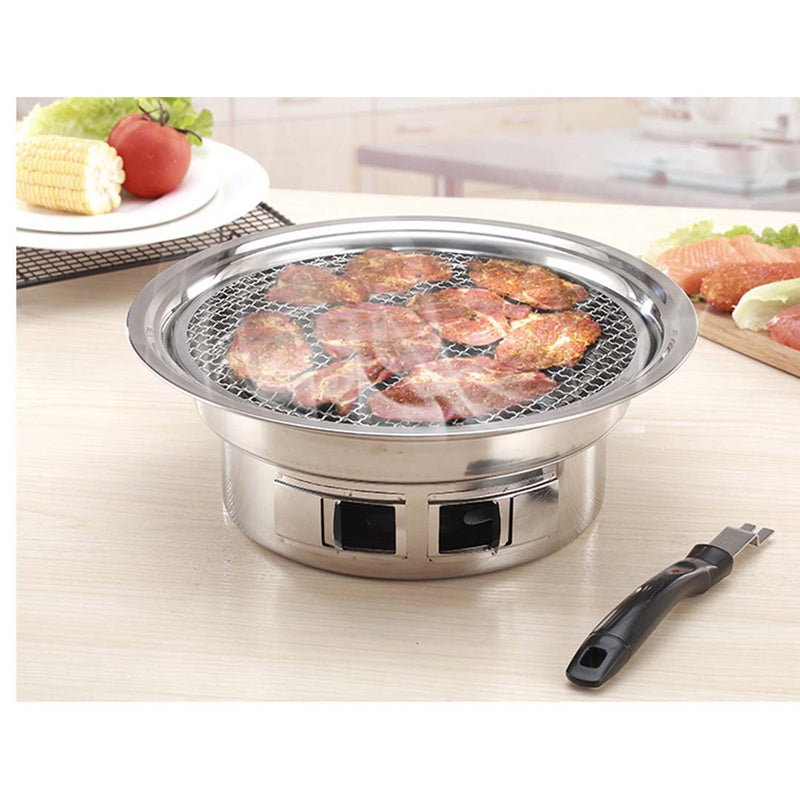 Portable Smokeless Stone BBQ Grill Plate Stainless Steel for Camping and Home