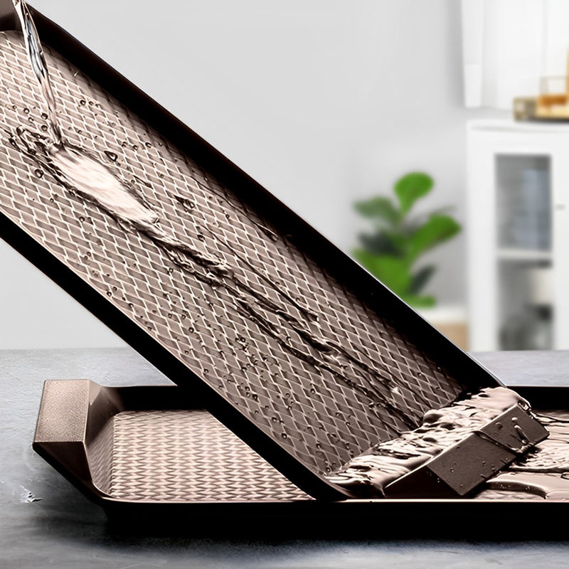 Rectangular Serving Tray Stackable Waterproof PVC 43.5cm Set of 5 Coffee