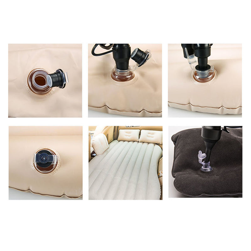 2X Beige Inflatable Car Mattress Camping Air Bed PVC Flocking Travel Kit