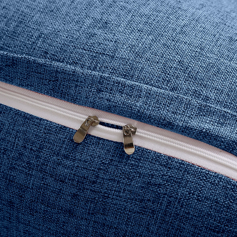 120cm Triangular Wedge Backrest Pillow Blue Polyester Cover Button Tufted Pocket