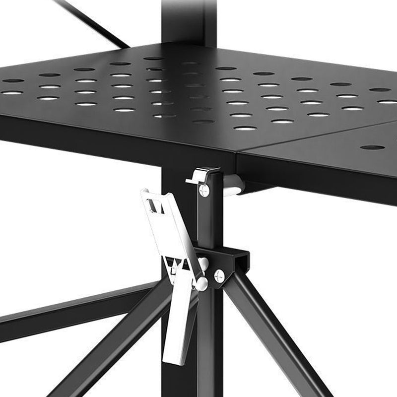 2X 4 Tier Carbon Steel Foldable Shelf Unit Black Locking Wheels