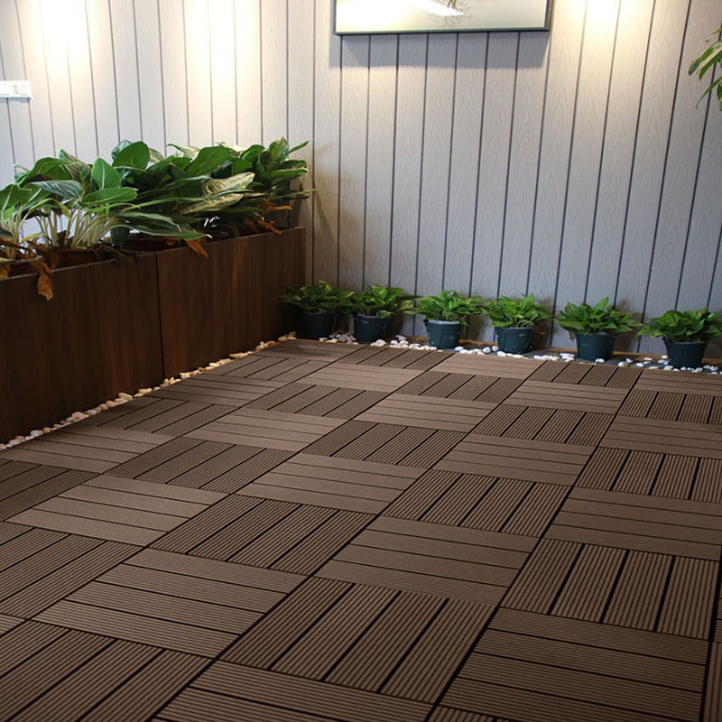 2X 11 Pcs Wooden Composite Decking Tiles Dark Chocolate 30x30x2.2cm Interlocking