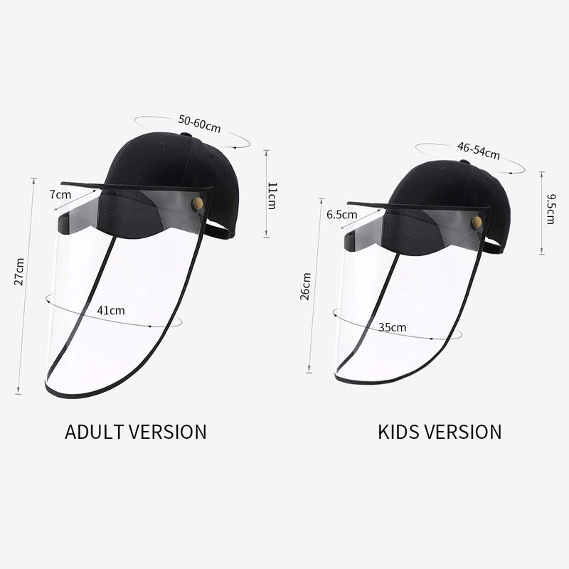 Adult Full Face Protective Hat Cotton Tpu Shield Baseball Cap White 27x41cm