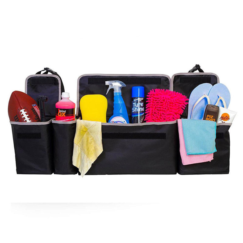 2X Car Trunk Organizer Oxford Cloth 90x25x12cm Foldable Water Resistant Black