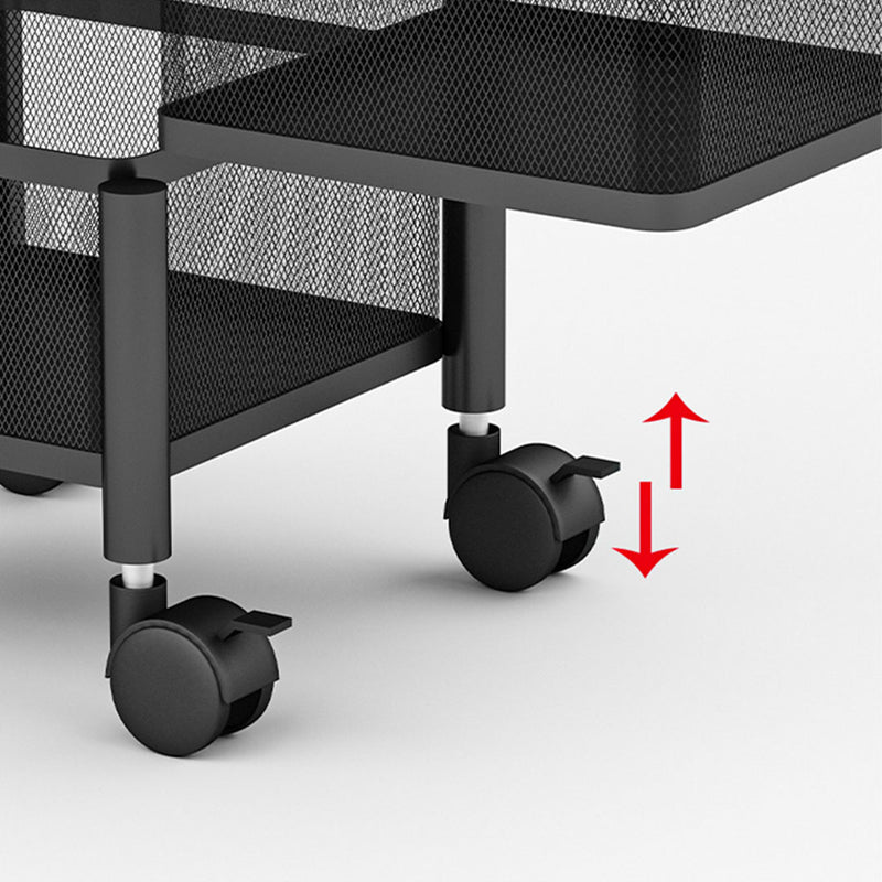 2X 5 Tier Carbon Steel Rotating Kitchen Cart With Wheels Black 30x30x97cm