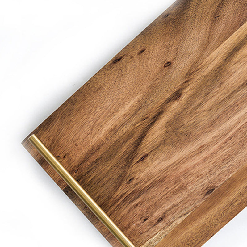 30cm Brown Rectangle Acacia Wood Serving Tray With Metal Handles