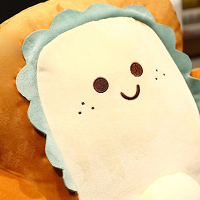 58cm Toast Bread Smiley Face Plush PP Cotton Back Support Pillow Car Seat Beige