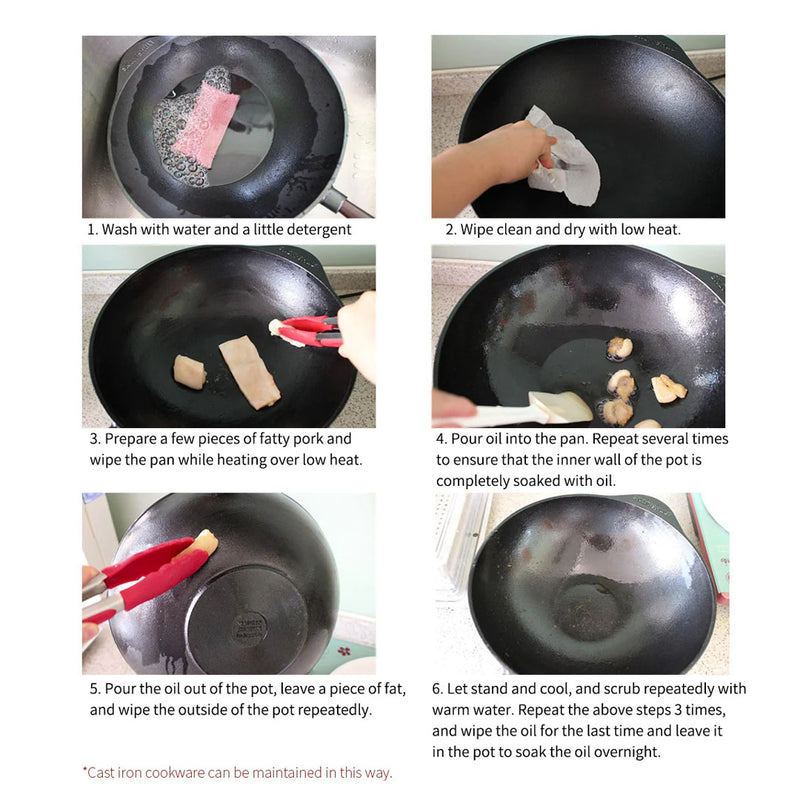 25cm Cast Iron Frying Pan Skillet Sizzle Platter with Wood Handle Nonstick