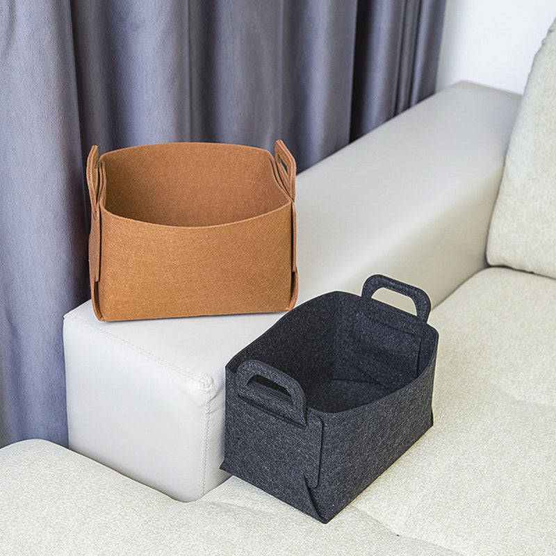Small Coffee Felt Collapsible Storage Bag with Handles for Home or Office Use
