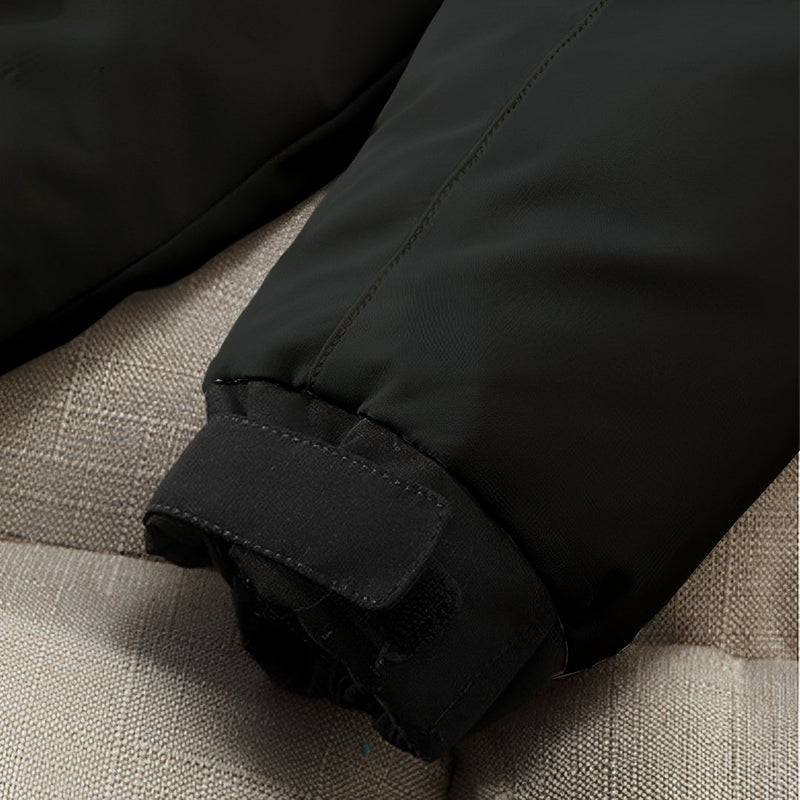 Black Large Hooded Down Puffer Coat Warm Polyester Elastane Quilted 82cm