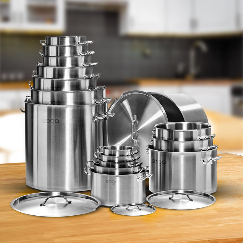 14L 50L Wide Tall Stainless Steel Stockpot Commercial Grade Kitchen Cookware
