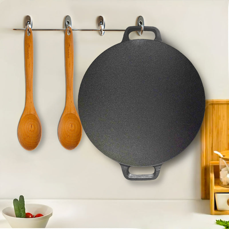 2X 33cm Cast Iron Crepe Pan Induction Ready Preseasoned Nonstick