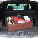 4X Leather Car Boot Organizer 55x30x30cm Collapsible Foldable Storage Box Coffee