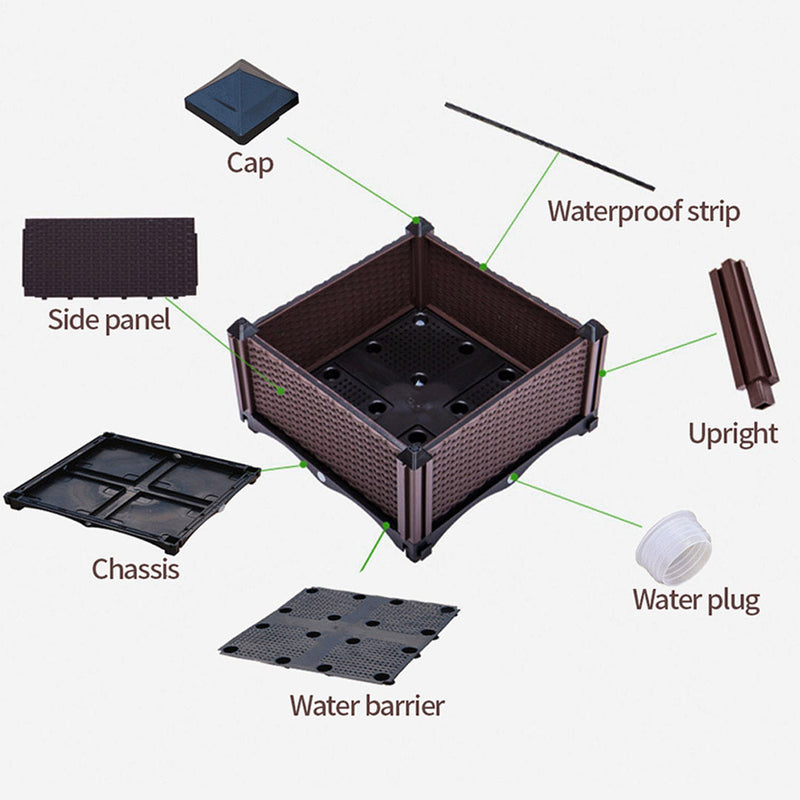 2X 120cm Raised Garden Bed Plastic 30cm Deep With Legs Dark Brown Self Watering