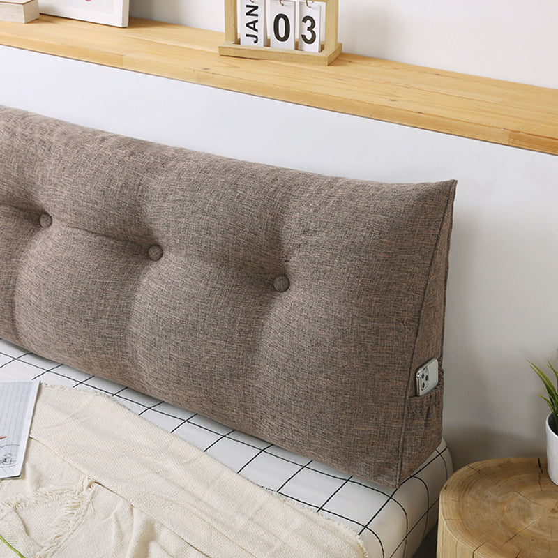 2X Triangular Wedge Headboard Pillow 120cm Polyester Button Tufted Coffee