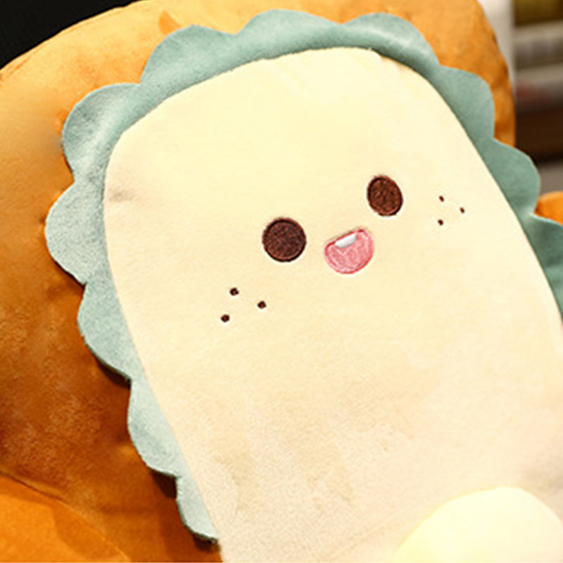 48cm Plush Cute Face Toast Bread Cushion Pp Cotton Back Support Pillow Beige