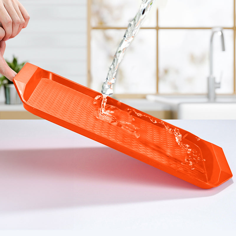 Rectangular PVC Serving Tray Set of 5 Orange Stackable Waterproof 43.5cm