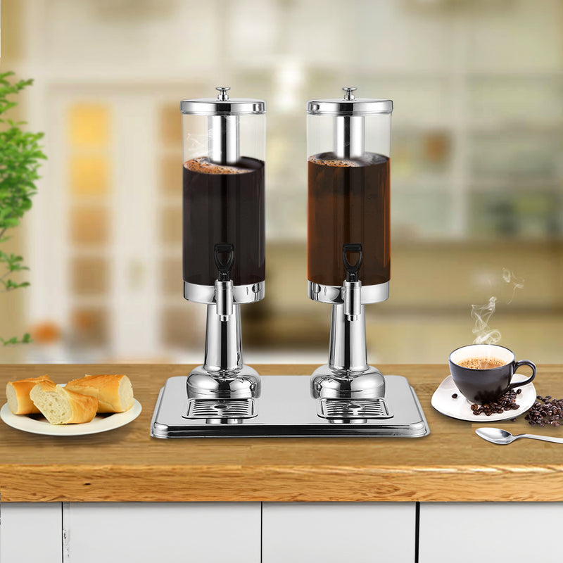 6L Dual Ice Cylinder Stainless Steel Abs Hot Cold Beverage Dispenser Silver