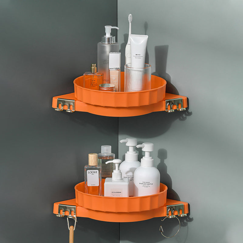 2X Wall-Mounted Rotating Bathroom Organizer Plastic 360 Degree Orange Tray