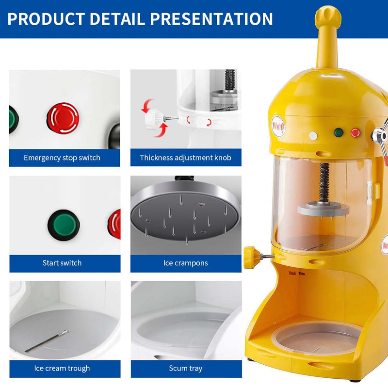 2X Commercial Ice Shaver Machine Automatic Crusher Adjustable Stainless Steel