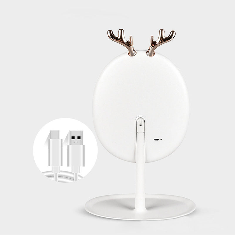 Antler Led Makeup Mirror Rechargeable Dimmable Plastic Tabletop Vanity White
