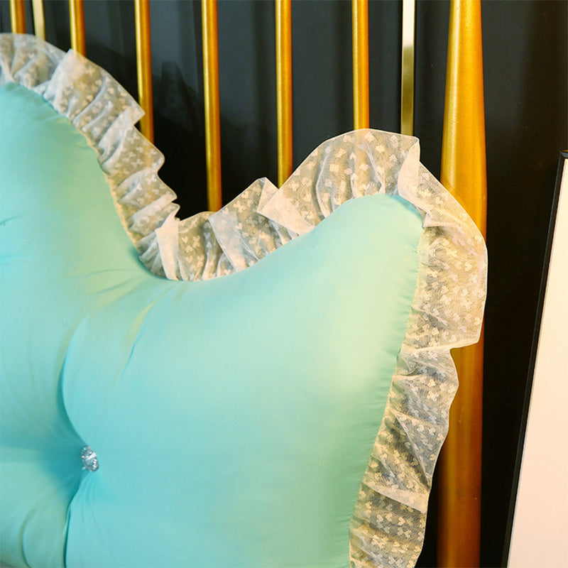 150cm Light Blue Princess Headboard Pillow Ruffle Lace Backrest Cushion