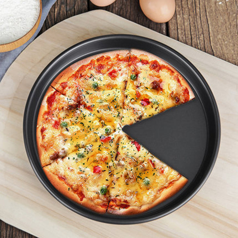 2X 7 Inch Black Steel Non Stick Pizza Tray Oven Baking Pan