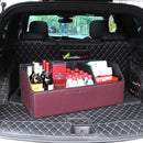 Leather Car Boot Organizer Foldable Portable Storage Box Large Red 55x30x30cm
