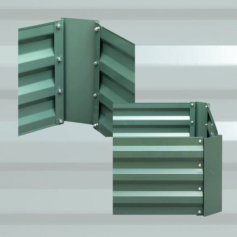 2X Raised Garden Bed 120X90X30cm Galvanized Iron Rectangular Green Outdoor
