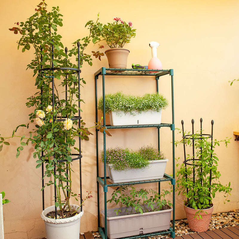 133cm 4-Bar Steel Plant Frame Stand Outdoor Trellis for Flowers and Vegetables