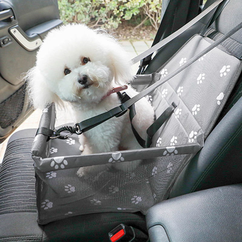 2X Pet Booster Car Seat 40x30x25cm Pvc Mesh Waterproof Grey Safety Tether