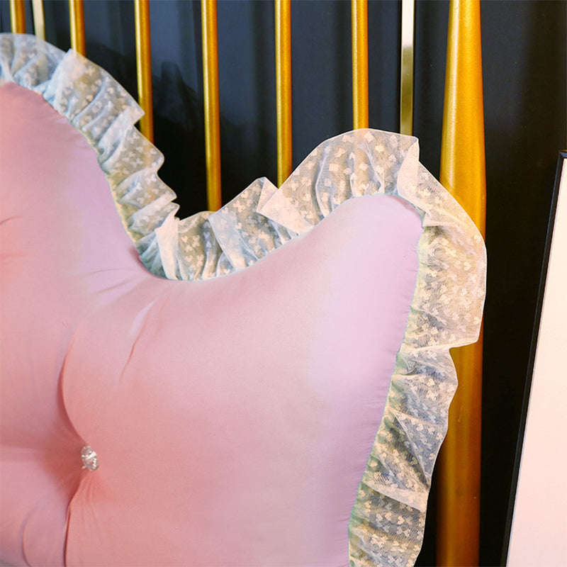 180cm Pink Princess Pillow Backrest Headboard Sofa Cushion with Ruffle Lace