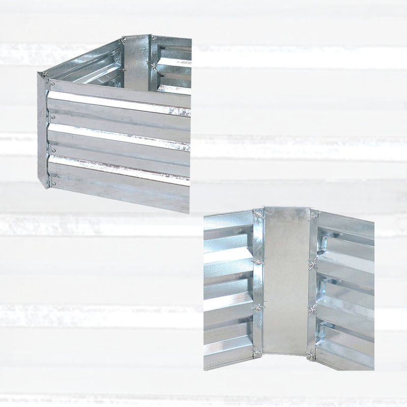 Raised Garden Bed Galvanized Iron 100X100X30cm Silver Outdoor Planter