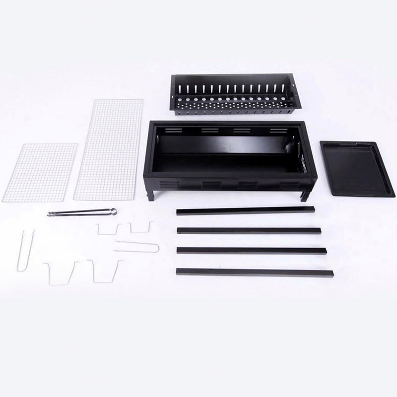 2X 66cm Portable Folding Stainless Steel Charcoal Box Grill Black Camping