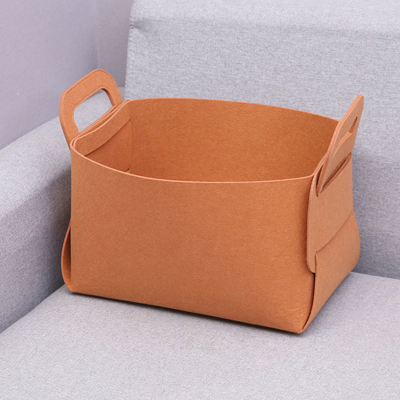 2X Large Felt Storage Bags 35x26x23cm Foldable Collapsible With Handles Coffee