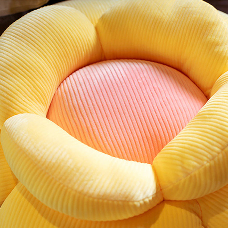 Double Flower Shaped Plush Cushion Polypropylene Cotton 70cmx70cmx20cm Beige