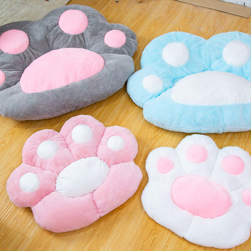 2X Blue Paw Shape Cushion Plush Decorative Pillow Warm Sofa Backseat Mat