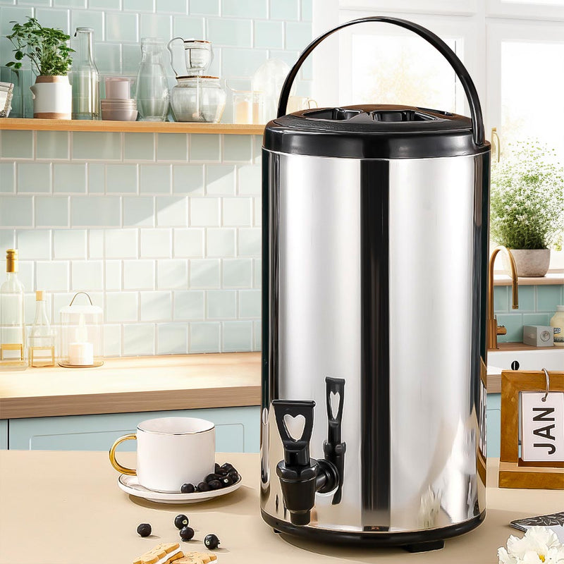 12L Insulated Stainless Steel Coffee Tea Barrel Dispenser Hot Cold Container