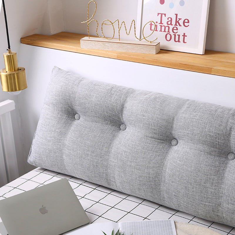 120cm Triangular Headboard Backrest Pillow Polyester Filled Silver Button Tufted