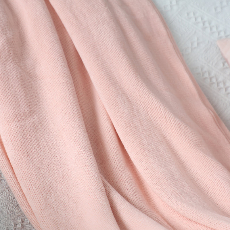 2X Pink Acrylic Knitted Throw Blanket Fringed Warm Cozy Home Decor 130x220cm