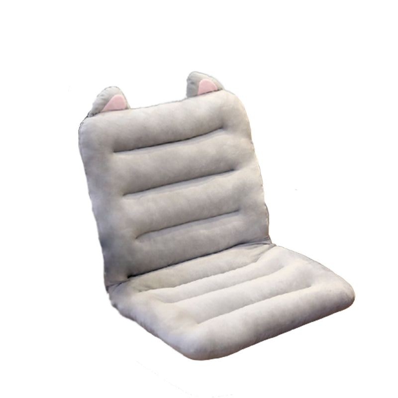 Grey Siamese Cushion With Cat Ears Office Chair Back Waist Support Decor 80cm