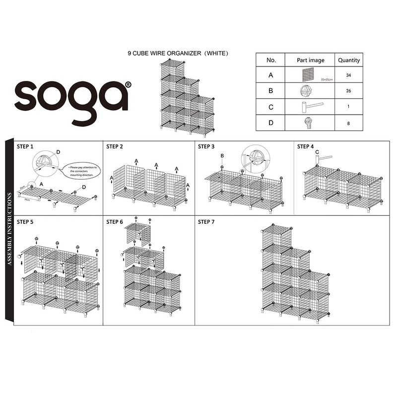 2X White Portable 9 Cube Storage Organizer Foldable DIY Space Saving Shelf
